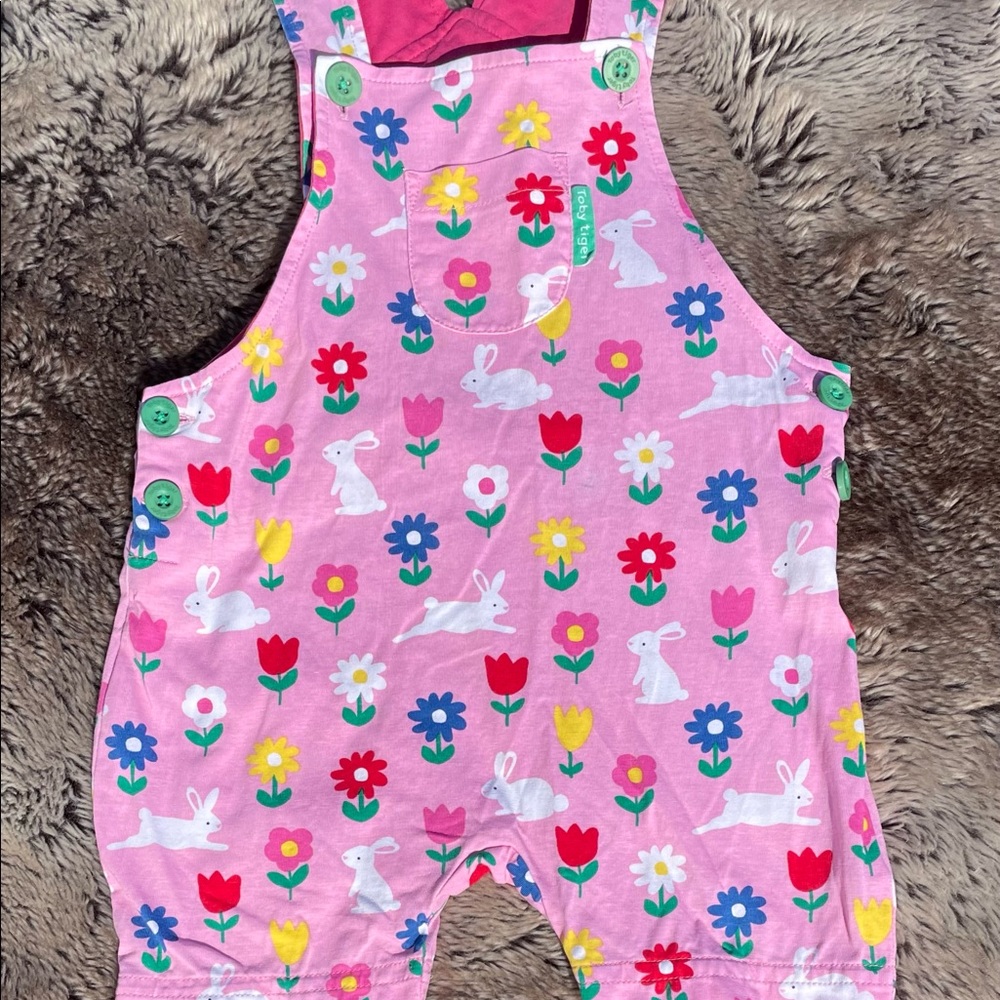 2-3 Toby tiger pink bunny shortall